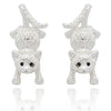 Silver cat earrings on a white background