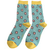Miss Sparrow Ladies Bamboo Cat Socks 'Jelly Bean Paws' Duck Egg