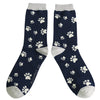 Mr Sparrow Men's Bamboo Cat Socks ‘Paw Print’ Navy