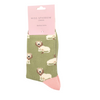 Miss Sparrow Ladies Bamboo Cat Socks 'Lions’ Olive
