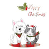 Cat and Scottie Dog Christmas Card