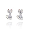 Equilibrium Silver Plated Sparkly Cat Earrings