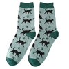 Miss Sparrow Ladies Bamboo Socks 'Cats & Prints' Aqua