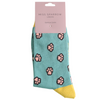 Miss Sparrow Ladies Bamboo Cat Socks 'Jelly Bean Paws' Duck Egg