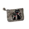 Fair Trade Handmade Felt Black Cat Purse - Pink or Grey