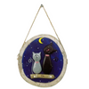 Fair Trade Handmade 2 Cats on Log Moon Painting