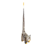 Fair Trade Tall Tail Wooden Spotty Cat - Grey