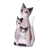 Fair Trade Handmade Grey Cat Family Wooden Ornament