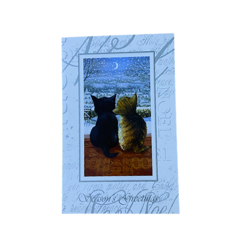 Cat Christmas Cards 5 Pack - Watching & Waiting