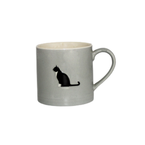 Bailey & Friends Designer Grey Mug with Tuxedo Kitty