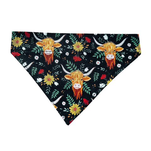 Handmade Cat/Dog Over the Collar Bandana Floral Highland Cow