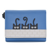 Mala Leather Peek a Boo Cats Large Tri Fold Purse RFID Blue