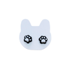 Cat Earrings - White Toe Beans on Black Paws Studs