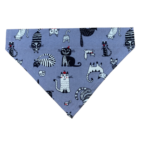 Handmade Cat/Dog Over the Collar Bandana Grey Cats