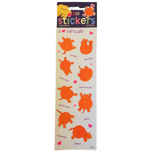 I Love Fat Cats Stickers - Two Sheets Ginger Orange Kitties