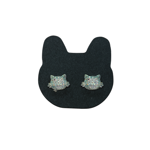 Cat Earrings - Shiny Bling Kitty Heads Studs