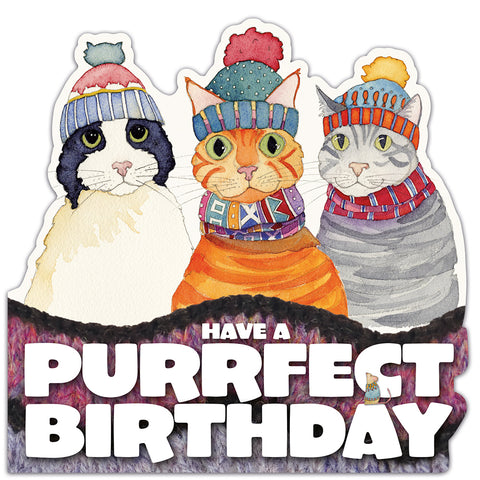 Emma Ball Cats in Hats Die Cut Birthday Greetings Card