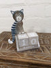 Fair-trade Handmade Wooden Calendar - Blue Sitting Cat