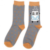 Mr Heron Men's Bamboo Socks 'Road Trip Cats' Grey