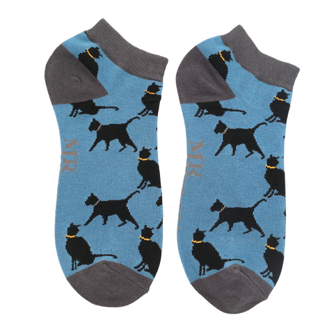 Mr Heron Men's Bamboo Trainer Socks 'Lucky Cats'