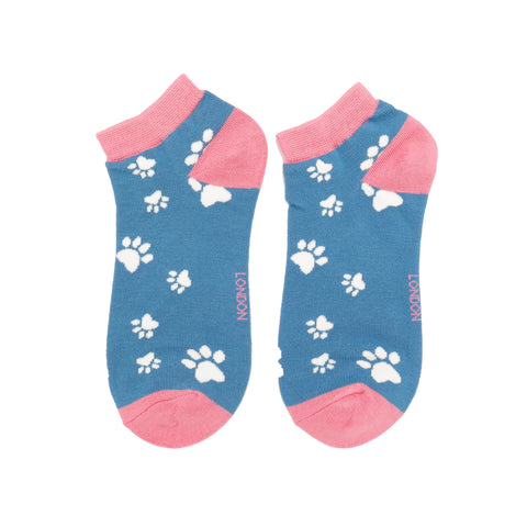 Miss Sparrow Ladies Bamboo Trainer Socks 'Paw Prints'