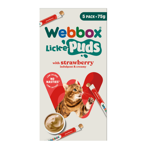 Webbox Lick-e-Puds Cat & Kitten Treat Strawberry 5x15g