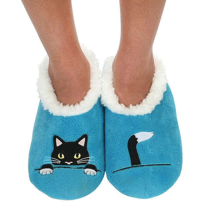 Snoozies Pairables Peek-a-Boo Cosy Cat Blue Slippers – Cat World Feline Superstore