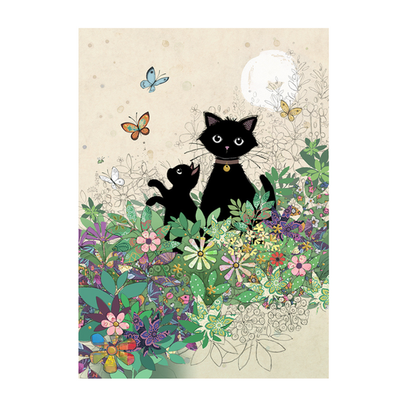 Bug Art Luxury Greetings Card - Garden Kitties