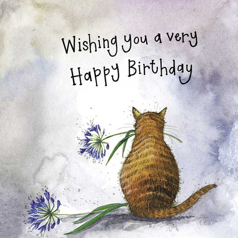 Sunshine Cat Birthday Card - Gold Foiled