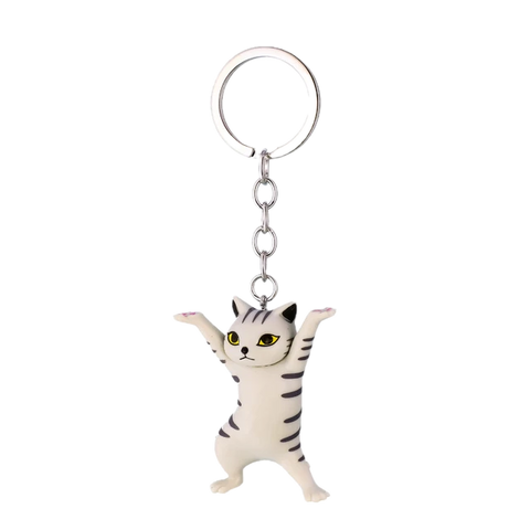 Standing Cartoon Cat Keyring Various Colours