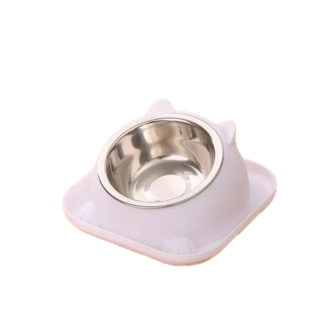 Raised & Tilted Cat Food Bowl Stainless Steel