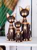 Fair Trade Handmade Set of 3 Brown Wooden Cats Ornaments