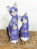 Fair-trade Handmade 3 Purple Floral Cats Wooden Ornaments