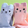 Ladies Cotton Cat Socks Paw Print & Fleecy 'Ears'
