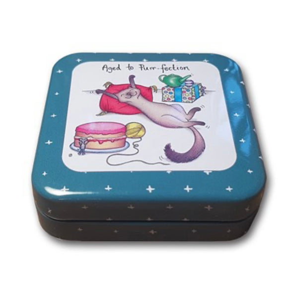 ‘Aged to Purrfection’ Cats Pocket / Trinket Tin