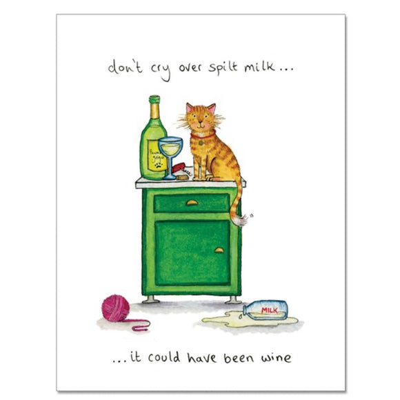 Cockadoodle Cat Greetings Card - Spilt Milk