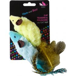 Hem and Boo Mouse Catnip & Feather Soft Cat Toy, Pack 2