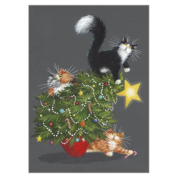 Kim Haskins Cat Card - Christmas Tree Catastrophe
