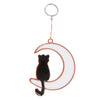 Handcrafted Cat Sitting on Crescent Moon Sun-catcher