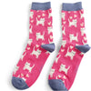 Miss Sparrow Bamboo Cat Socks 'Sleepy Cats' Hot Pink