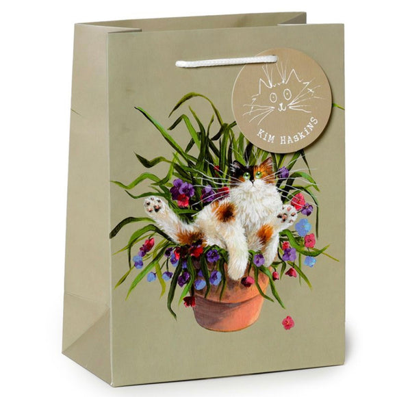 Kim Haskins Floral Cat Gift Bag - Medium