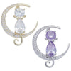 Equilibrium Cat on the Moon Brooch - Silver or Gold Plated
