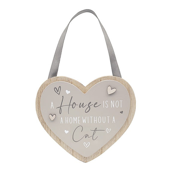 Love & Affection Heart Shaped Hanging Cat Plaque