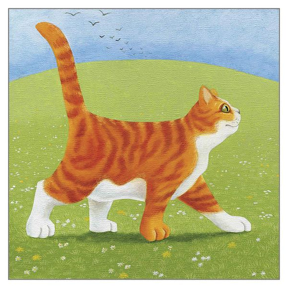 Vicky Mount Cat Greetings Card - Walking in Sunshine