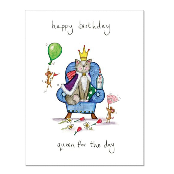 Cockadoodle Cat Greetings Card - Queen for a Day