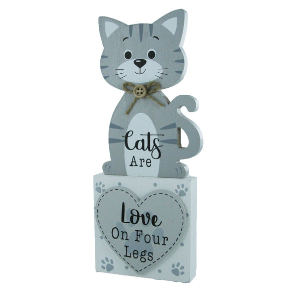 ‘Cats are Love on Four Legs’ Free Standing Block