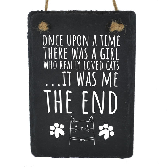 Girl Loves Cats Slate Rectangle Hanging Plaque