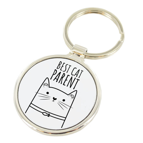 Best Cat Parent Metal Round Key Ring