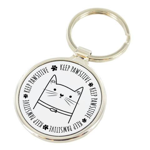 Keep Pawsitive Metal Round Key Ring