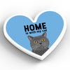 Heart Fridge Magnet Home is with my Cat - Blue